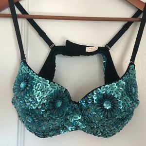 Blue Sequin Bra